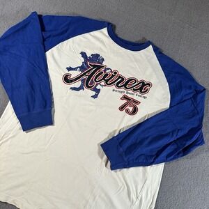 Vintage Avirex‎ Y2K Thermal Shirt Mens XL Crewneck Long Sleeve Lion Leo